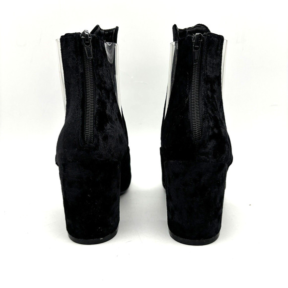 NEW Nasty Gal 'Clear It Out' Black Velvet Block Heel Zip Ankle Boot US7 UK5 - Picture 8 of 16